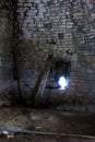 Inside tower donjon fortress shooting hole, Crevecoeur, Leffe, Dinant, Belgium Royalty Free Stock Photo