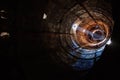 Inside tower of old abandoned blast furnace Royalty Free Stock Photo