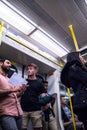 Inside Train at the King's Cross underground station in London.