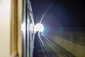 Inside tunel blur abstract scene traveling by train looking forward Royalty Free Stock Photo