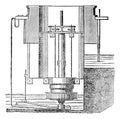 Inside of a turbine machine, vintage engraving