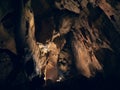 Inside underground Prometheus Cave, also known as Kumistavi Cave, Tskhaltubo Cave or Tskhaltubo Gliana Cave, western Royalty Free Stock Photo