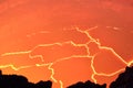 Inside view of the active volcano with lava flow in Volcano National Park, Big Island of Hawaii Royalty Free Stock Photo