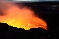 Inside view of an active volcano with lava flow in Volcano National Park, Big Island of Hawaii Royalty Free Stock Photo