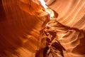 Inside view of the Antelope Canyon in Arizona with red rock formations Royalty Free Stock Photo