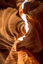 Inside view of the Antelope Canyon in Arizona with red rock formations Royalty Free Stock Photo