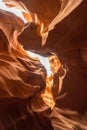 Inside view of the Antelope Canyon in Arizona with red rock formations Royalty Free Stock Photo