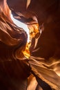 Inside view of the Antelope canyon in Arizona with red rock formations Royalty Free Stock Photo