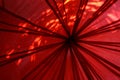 Inside view of a big red umbrella Royalty Free Stock Photo