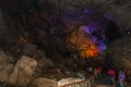 Inside view of borra cave with colorful lights, Araku Valley, Visakhapatnam Andhra Pradesh, India, March 04 2017