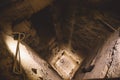 Inside View of the Brick Walls and Stone Columns of the Ancient Step Pyramid of Djoser in the Saqqara necropolis Royalty Free Stock Photo