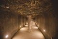 Inside View of the Brick Walls and Stone Columns of the Ancient Step Pyramid of Djoser in the Saqqara necropolis Royalty Free Stock Photo