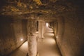 Inside View of the Brick Walls and Stone Columns of the Ancient Step Pyramid of Djoser in the Saqqara necropolis Royalty Free Stock Photo