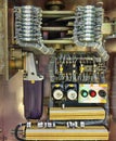 Inside view of electrical control cubicle of high voltage disconnector Royalty Free Stock Photo