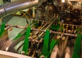 Inside view of an engine of an old steamship on the river Elbe