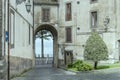 Inside view of entrance passage in historical town, Montefiascone, Viterbo, Italy