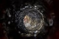 Focus stacked image of inside interior of a flexible HVAC duct line Royalty Free Stock Photo