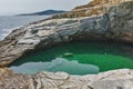Inside view of Giola Natural Pool in Thassos island, Greece Royalty Free Stock Photo