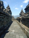 Inside view of Heritage Buddist temple Borobudur complex, Unesco world heritage. Candi Borobudur, Yogyakarta, Central Jawa, Royalty Free Stock Photo