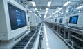 Inside view of a high-tech microchip manufacturing facility, technology, semiconductor, factory Royalty Free Stock Photo