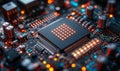 Inside view of a high-tech microchip manufacturing facility, technology, semiconductor, factory Royalty Free Stock Photo