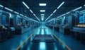 Inside view of a high-tech microchip manufacturing facility, technology, semiconductor, factory Royalty Free Stock Photo