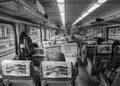 Inside view of the HSR train in Hualien, Taiwan Royalty Free Stock Photo
