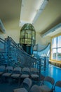 Inside view of huge light lamp in light station museum in the Montauk Point Lighthouse at the edge of Long Island, New