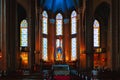 Inside view interior of empty Catholic cathedral.