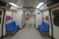 Inside view in Mass Rapid Transit MRT subway train in Singapore Royalty Free Stock Photo