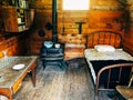 Inside a miner`s log cabin in Barkerville.