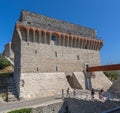 Inside view at the OurÃÂ©m medieval Castle, Palace and fortress, located on top of the town of OurÃÂ©m, tourist people visiting