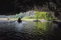 Inside view out of natural cave in Tam Coc scenic spot, Ninh Binh, Vietnam