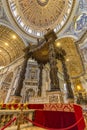 Inside view of Saint Peter`s Basilica. Royalty Free Stock Photo