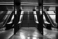 Inside view of the Sao Paulo subway staircase in black and white