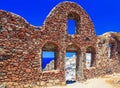 Inside view of Venetian castle in Oia village on Santorini island, Greece Royalty Free Stock Photo