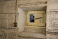 Inside view of windows and room of a German second world war bunker in Cap Ferret, France