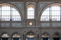 Inside view of the Zurich main train station or Hauptbahnhoff inside hall before the renovation. Large arches, windows, and