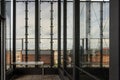 Inside the viewing platform for tourism with glass elevator on the roof of the st. georgen church in the old town of wismar