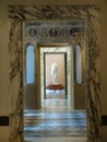 Corridor of marble to Villa Torlonia to Rome in Italy. 