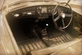 Inside vintage car make the picture look old