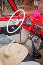 Inside of a vintage classic american car, Havana, Cuba Royalty Free Stock Photo