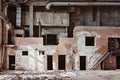 Inside wall of old empty abandoned industrial hall Royalty Free Stock Photo