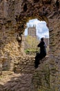 Inside walls of Nunney Castle, Somerset, England - United Kingdom