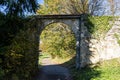 Inside the walls of an old cloister with big gate