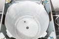 Inside of the washer drum is completely clean,free from dirt stains and musty odors,empty tub of a washing machine,household