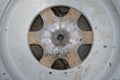 Inside of the washer drum is dirty stains, musty smell, household appliances. Washing machine descaling. Hygienic cleaning service