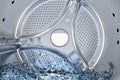 Inside washing machine, drum of front-loading washing machine wi Royalty Free Stock Photo