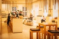 Inside the wine manufacture shop `Staatlicher Hofkeller WÃÂ¼rzburg`. With white and red wine in traditional round bottles Royalty Free Stock Photo