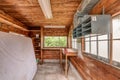 Inside wood shed storage space work room